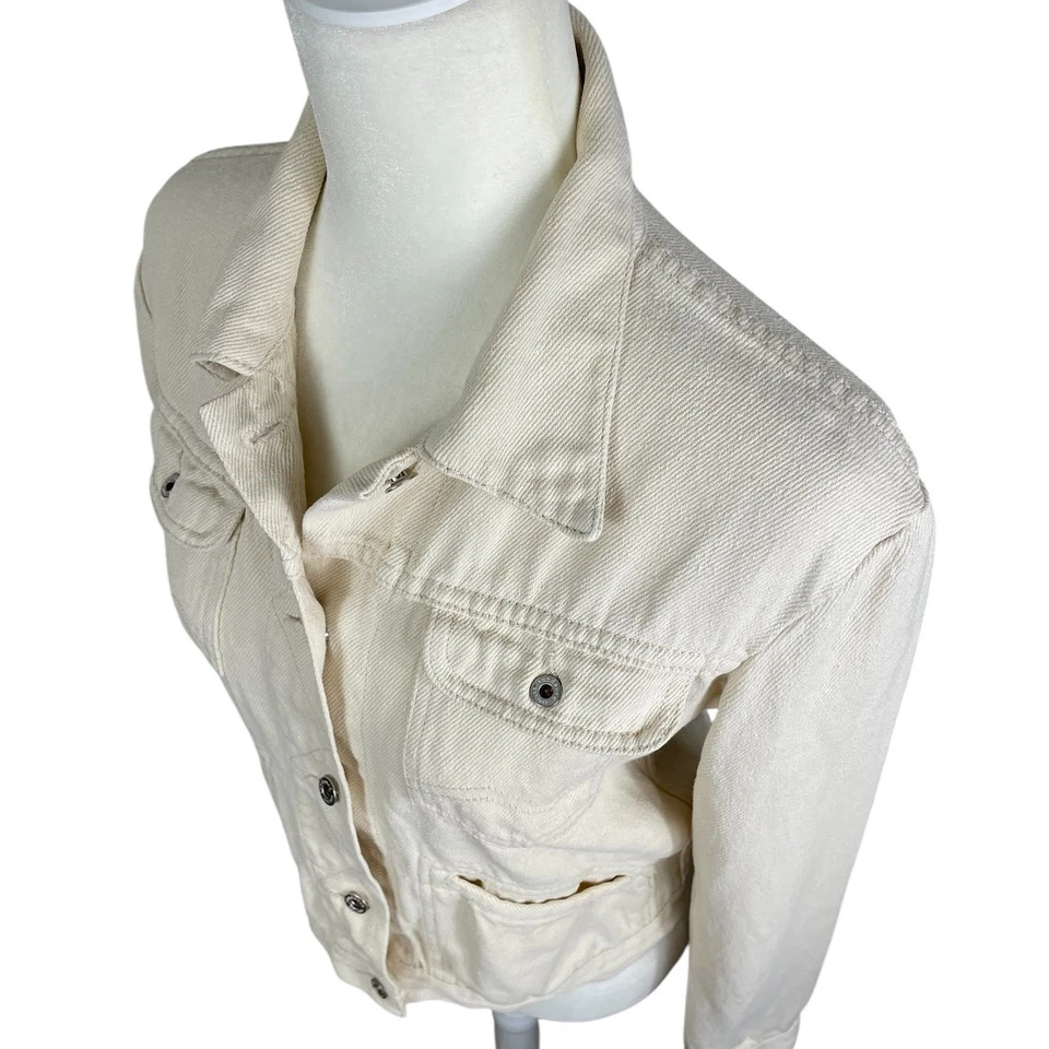 Chaqueta Sundance Botón Cáñamo Frontal Camionero Western Boho Crema Para Mujer Talla Pequeña Foto 4 de 4