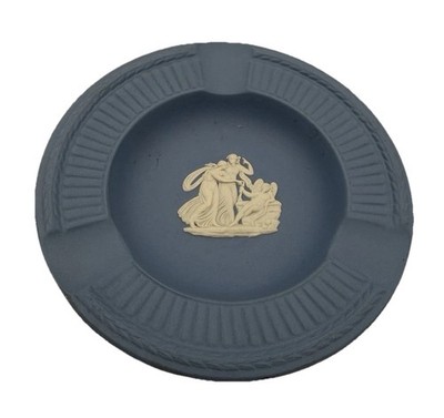 Vintage Wedgwood Blue Jasper Ware Round Ashtray 4-1/2''/ Angels