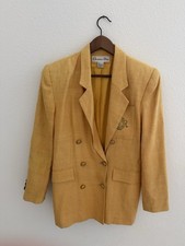 Vintage Christian Dior Wool Blazer Suit Yellow Gold Size 8