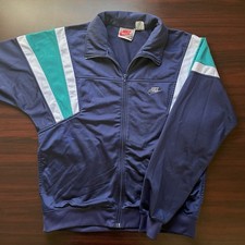 Vintage Nike 80s Track Suit Warm Up Jacket Color Block Blue Teal White Sz Medium