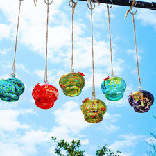 Blown Glass Hummingbird Feeder for Outdoors Hanging, 2.9" Small Hummingbird F...