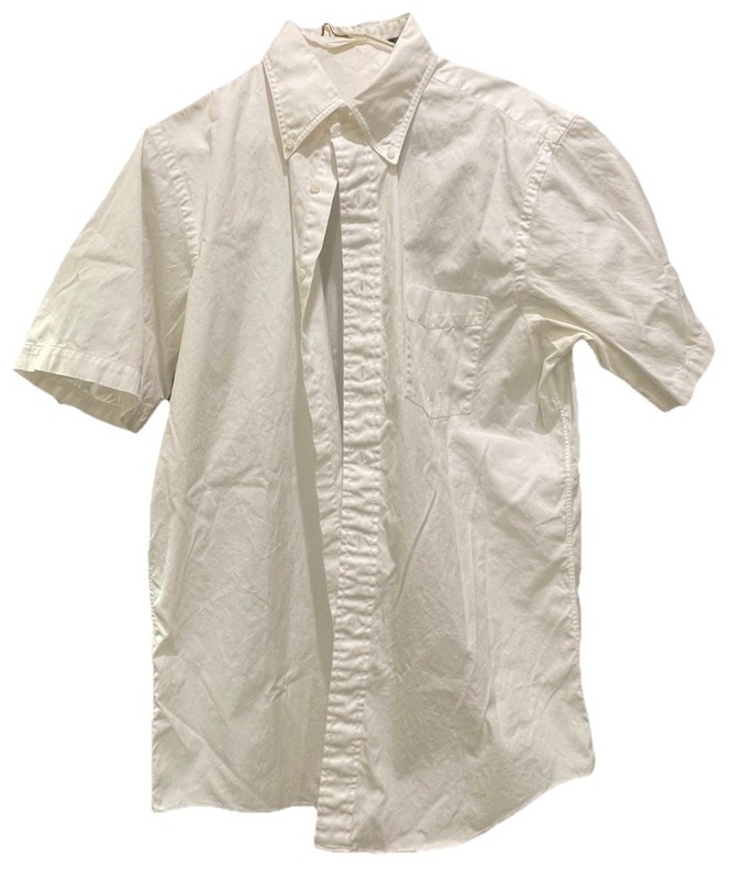 Lands End Men’s Pinpoint Oxford 15 1/2 S Sleeve White Button Up Shirt Cotton