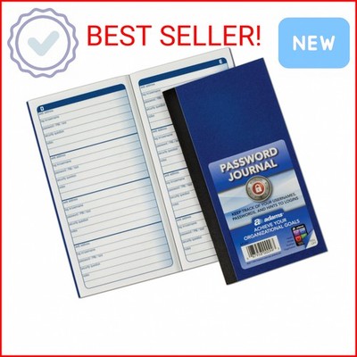 Adams Password Journal, 1 Count, 6.25 x 3.25 Inches, Blue, Alphabetically Organi