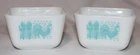 Set of 2 Pyrex Amish Butterprint 501B Refrigerator Dish 1.5 Cup Turquoise White