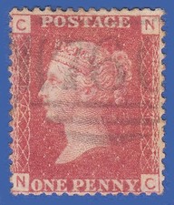 GB SG43/44 QV 1864 1d RED PLATE 74 NC GU LIGHT CANCEL