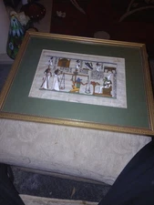 Beautiful Ancient Egyptian Framed Art on Cloth