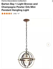 HDC Barton Bay 1-Light Bronze & Champagne Pewter Orb Mini Pendant Hangling Light