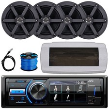 JVC KD-X560BT Single-DIN Marine Stereo W/White Cover, 4x 6.5" 100W Max Speakers