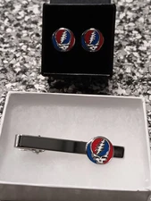 Grateful Dead Steal Your Face Cufflink And TIe Clip Combo