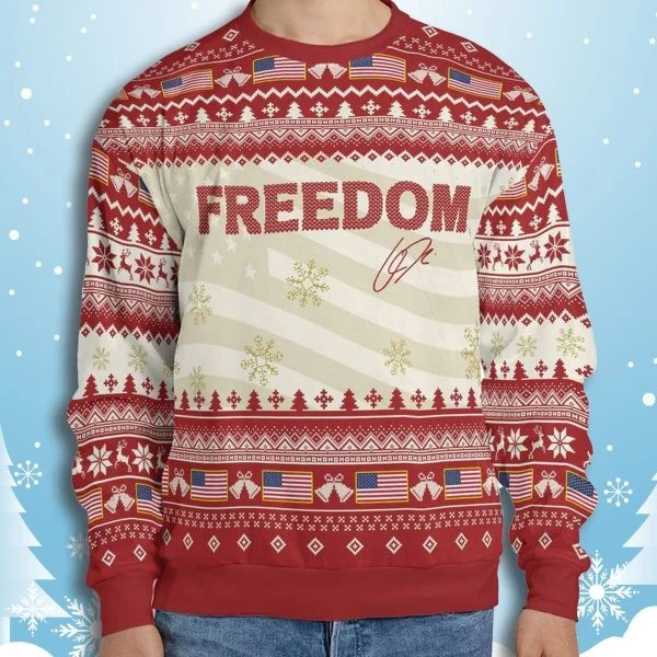 Freedom Charlie Kirk Signature Ugly Christmas Sweater