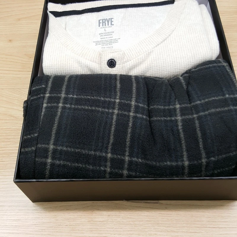 FRYE Ropa de Dormir Para Hombres Grande Taupe Carbón Térmico Henley Polar Pantalones Pijama Conjunto Foto 3 de 4