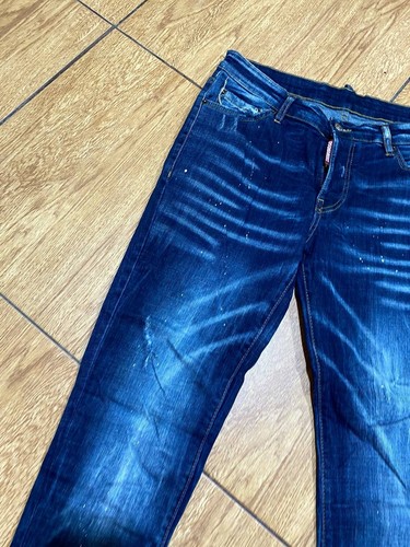 Dsquared 2 Blue Denim Distressed Painted Jeans Pants Size 48 SunFaded Crashed - Picture 6 of 24