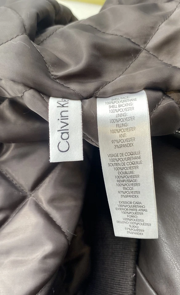 Calvin Klein Mens Brown Long Sleeve Band Collar Full-Zip Bomber Jacket Size L - Image 4 of 4