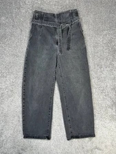 Current Elliott Paperbag Jeans Womens 28 Black Denim Cotton High Rise 27x24