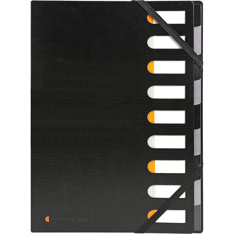 Trieur rigide plastique extensible noir Exacompta 9 compartiments classeur A4