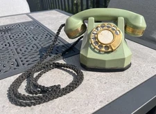 Automatic Electric Monophone Green Braided Cord Bakelite Telephone Art Deco