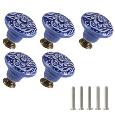 Purple Ceramic Knobs 10 Pack Flower Drawer Pulls Vintage Cabinet Knobs - Anti...