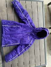 Columbia Omni Heat Girls' Purple Ski Jacket XS with Outgrow Sleeves and Hood