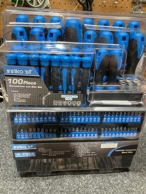100-Piece Magnetic Screwdriver Set with Plastic Rack, Includes Slotted/Phillips/