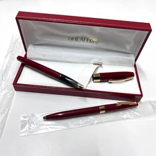 SHEAFFER Imperial Red 23K Gold Nib Broad B Fountain Pen w/ Ball Pen NEW