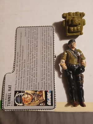 1987 ARAH G.I. Joe Tunnel Rat Action Figure w/ Backpack & File Card