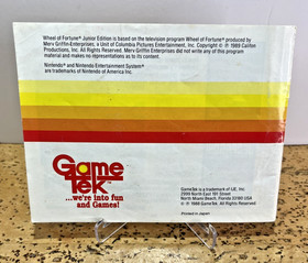 Wheel Of Fortune Junior Edition- (Nintendo, NES) Manual Only, GameTek, Fast Ship