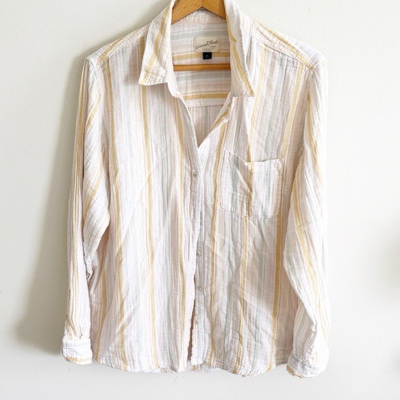 Universal Thread cream yellow Gauze Button Down S… - image 2