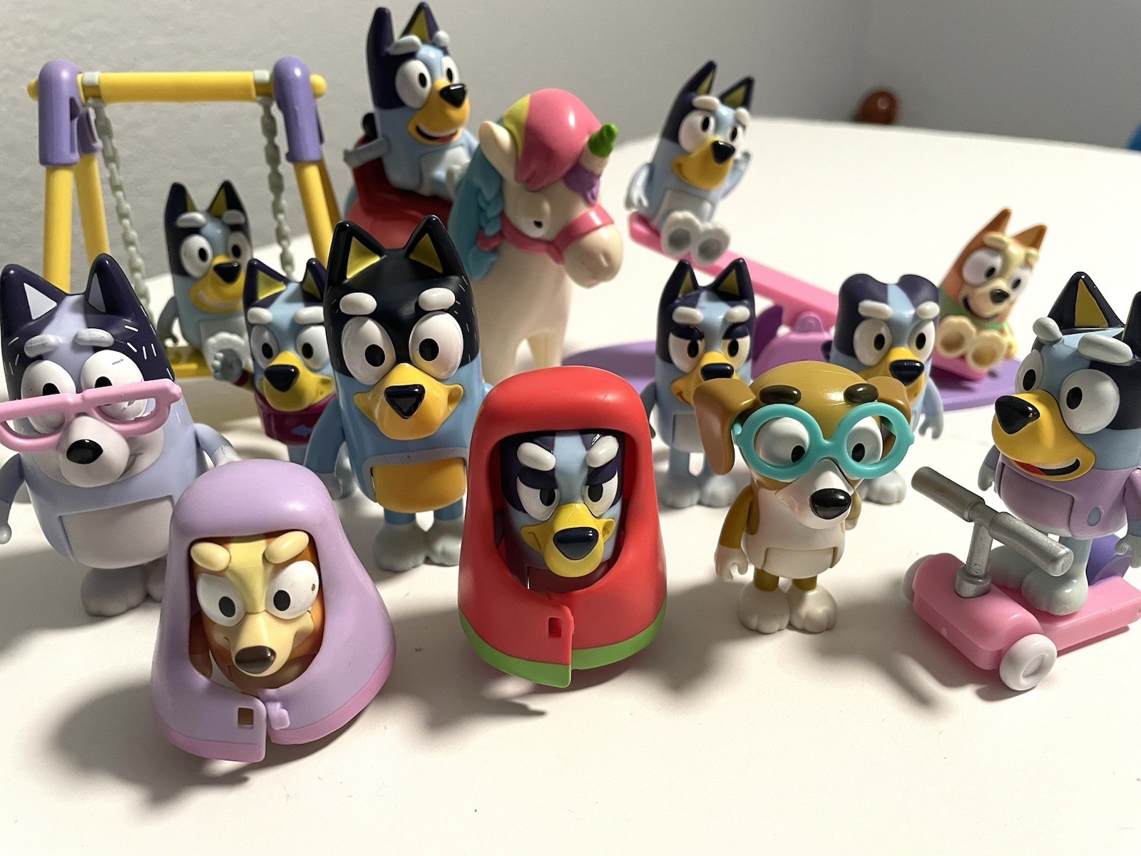 Bluey Figure Lot + Swing Seesaw Scooter Unicorn Grannies & More!