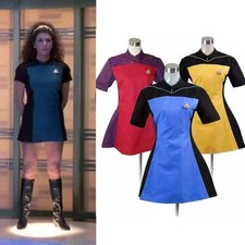 Star Trek TNG Dress Blue Yellow Red Polyester Cosplay Costume Halloween SALE