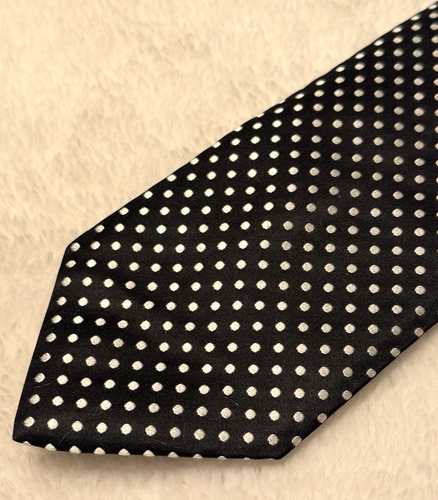Paul Stuart Men's Silk Tie - Polka Dots on Black - Standard (60 x 3.5") - Picture 5 of 5