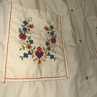 Vtg Grandma Polish Mumu Button Up Robe House Dress Embroidery Pockets Large  | eBay