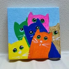 Funny Cats Painting Animals Original  Art funny cats, acrylic , funny cute
