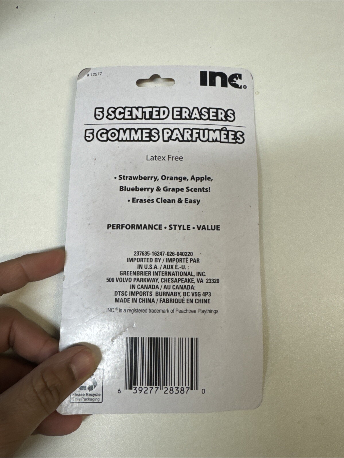 Inc Fruit Scented Erasers Pack Of 5 Fun Learning Strawberry Banana Apple Grape