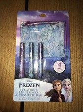Disney Frozen Cosmetic Bag Flavored Lip Gloss Set Anna Elsa Gift Set