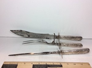Antique 1847 Rogers Bros Portland c. 1891 Carving Set Fork Knife Hone Sharpener | eBay