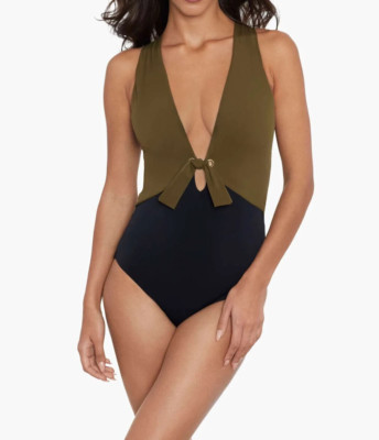 Amoressa Swimwear by Miraclesuit Size 8 Copernicus Halley 1-Piece Evoo Green