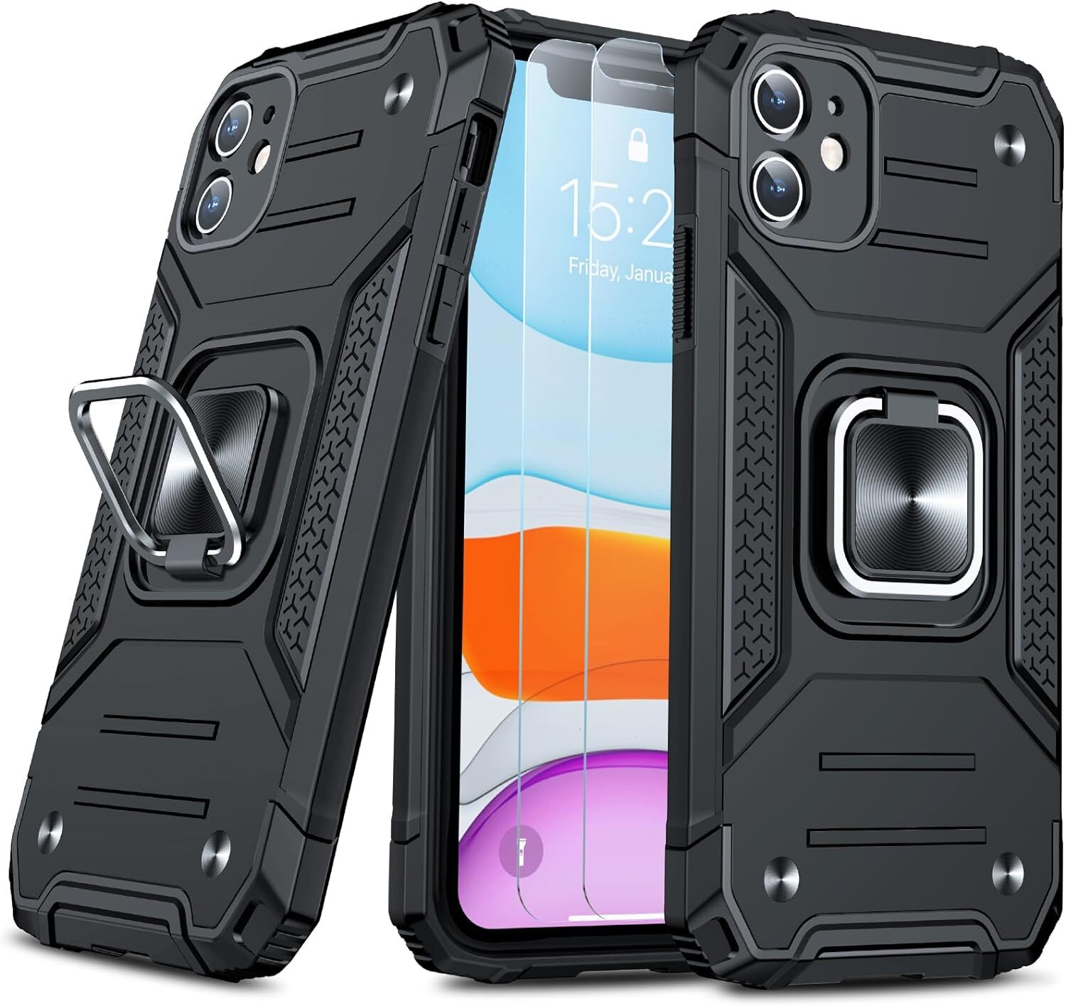 Designed for iPhone 11 Case with Screen Protector 2PCS, Military-Grade Protectio