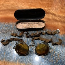 Antique Willson Service Goggles WWI Era Patent Tin Case Made In USA