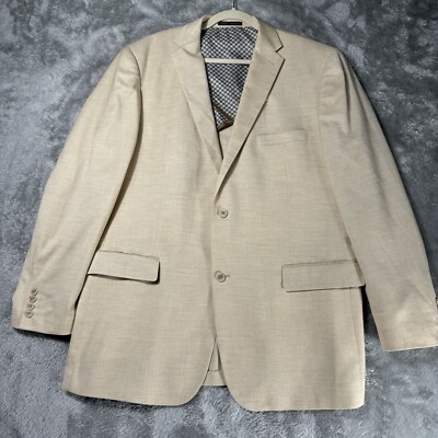 Men s Sand Sport Coat 2 Button Wool Blazer Super 150s Pierre Laurent 46L