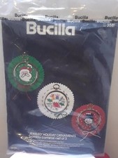 Bucilla 3581 Christmas Jeweled Ornaments Felt Embroidery Kit Holiday Cameos New