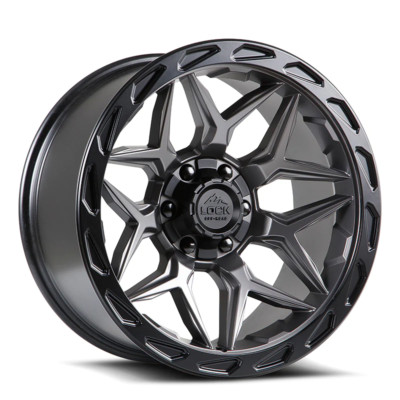LOCK OFF-ROAD Matrix 20X10 8X180 ET-18 Matte Grey w/ Matte Black Ring (Qty of 4)