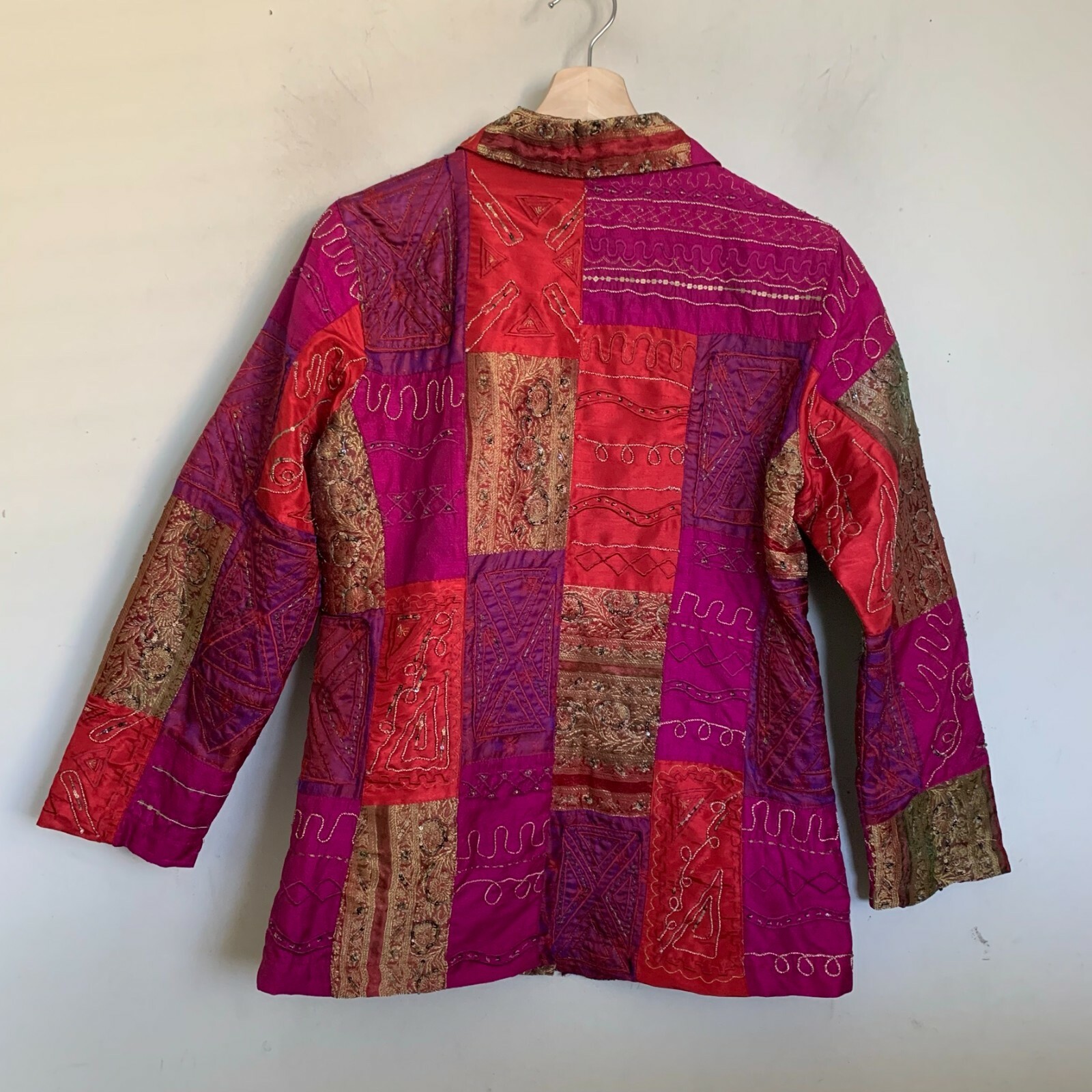 Chico's Jacket Fuchsia Red Multi Patch Embroidere… - image 2