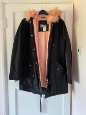 Urban Classics - Black & Peached Teddy Lined Parka Coat Tb1763 Size Xl