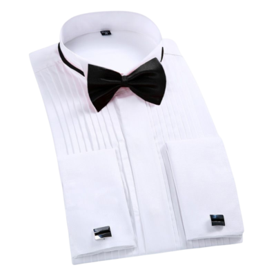 Men's French Cuff Tuxedo Shirt Wing Tip Collar Wedding Bridegroom Dress  Shirt | eBay