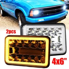 2x 4x6" LED Headlights Hi-Lo Sealed Beam Halo DRL Fit Chevy S10 Blazer 1994-1997