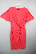 Lauren Ralph Lauren Red Short Flutter Sleeves Twisted Midi Dress-Size 6