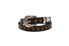 HandTooled Hat Band, Leather Hat Band, Toquilla, (1/4'') Western Hat Band