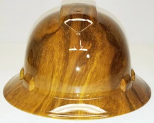 Hydro dip Hard Hat Yellow Oak Wood Grain Pyramex Ridgeline Protective