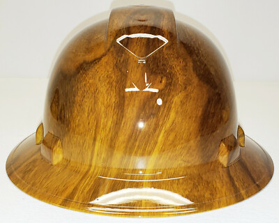 Hydro dip Hard Hat Yellow Oak Wood Grain Pyramex Ridgeline Protective