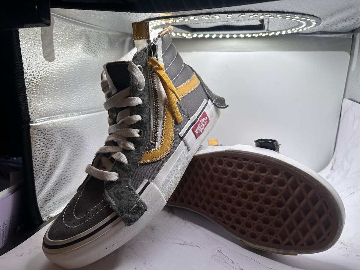 VANS Sk8-Hi Mango & Pewter Gray Zipper Leather Hi-top Shoe 